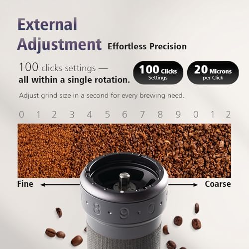 1Zpresso K Ultra Manual Coffee Grinder Iron Gray with Carrying Case  Assembly Consistency Grind Stainless Steel Conical Burr  Foldable Handle  Numerical External Adjustable Setting  All Round Grinder