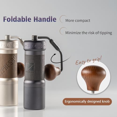 1Zpresso K Ultra Manual Coffee Grinder Iron Gray with Carrying Case  Assembly Consistency Grind Stainless Steel Conical Burr  Foldable Handle  Numerical External Adjustable Setting  All Round Grinder