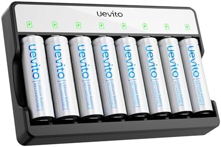 1 5V Rechargeable AA Batteries Lithium with Charger  3600mWh High Capacity Double A Battery  8 Pack