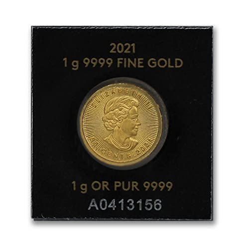 2014 - Present (Random Year) CA 1 Gram .9999 Canadian Gold Maple Leaf Coin Brilliant Uncirculated with a Certificate of Authenticity 50c BU