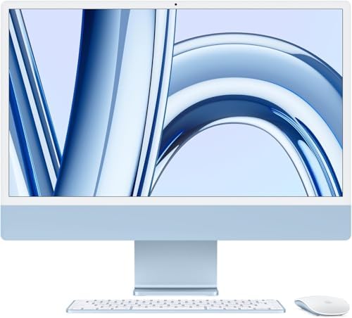 2023 Apple iMac with Apple M3 chip with 8 core CPU  24 inch  16GB RAM  512GB SSD Storage   QWERTY English  Blue  Renewed 
