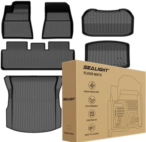 2024 2025 2026 Tesla Model 3 Floor Mats All Weather Full Set Made by SEALIGHT  Custom Fit for Model 3 Highland  Premium TPE Floor Liners  Waterproof  Anti Slip & Easy to Clean Car Mats