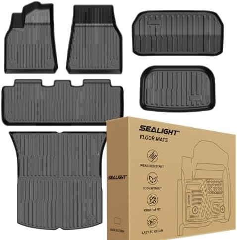 2024 2025 2026 Tesla Model 3 Floor Mats All Weather Full Set Made by SEALIGHT  Custom Fit for Model 3 Highland  Premium TPE Floor Liners  Waterproof  Anti Slip & Easy to Clean Car Mats