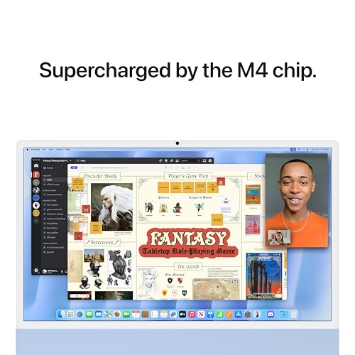 2024 Apple iMac with Apple M4  24 inch  16GB RAM  256GB SSD Storage  Blue  Renewed 