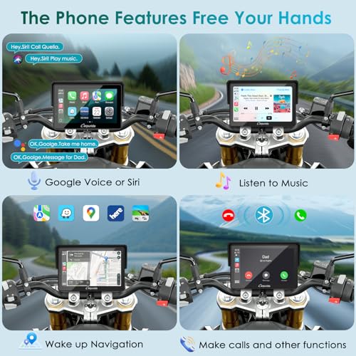 2025 Carpuride W502S Motorcycle GPS Wireless Carplay/Android Auto  5 Waterproof Motorbike Touch Screen  with BM05 Mount  Bluetooth Trans  Wired Controller  Navigation