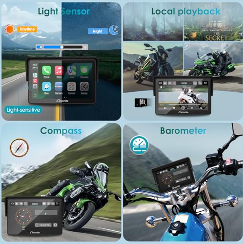 2025 Carpuride W502S Motorcycle GPS Wireless Carplay/Android Auto  5 Waterproof Motorbike Touch Screen  with BM05 Mount  Bluetooth Trans  Wired Controller  Navigation