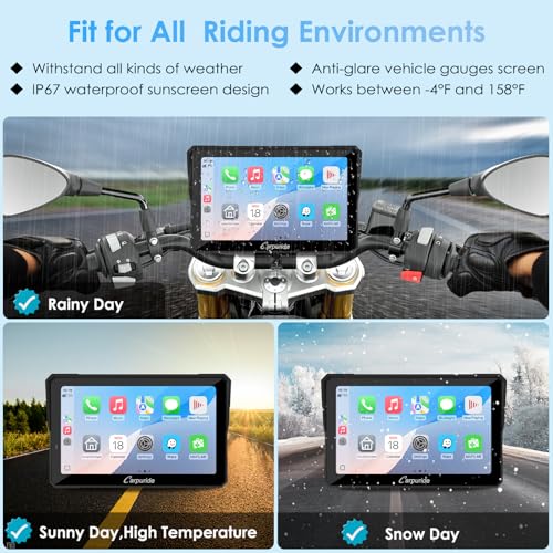 2025 Carpuride W702S PRO Motorcycle GPS Wireless Carplay/Android Auto  7 Waterproof Motorbike Touch Screen  with BM05 Mount  Bluetooth Trans  Wired Controller  Navigation