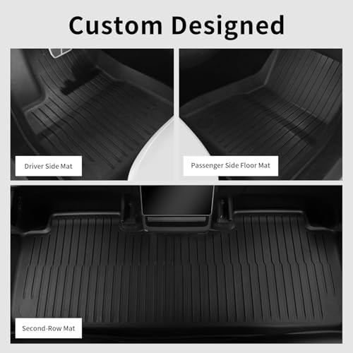 2025 Floor Mats for Tesla Model 3 Highland 2024 2025 Accessories 3PCS TPE All Weather Foot Mats Custom Fit Waterproof Anti Slip Pads