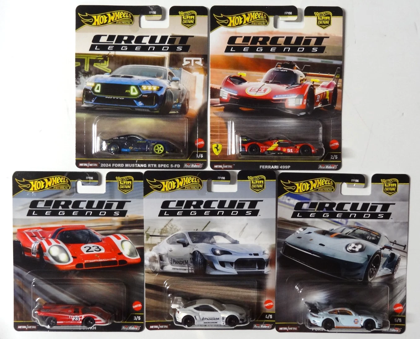 2025 HOT WHEELS PREMIUM CAR CULTURE   CIRCUIT LEGENDS   5 CAR SET CASE K FERRARI