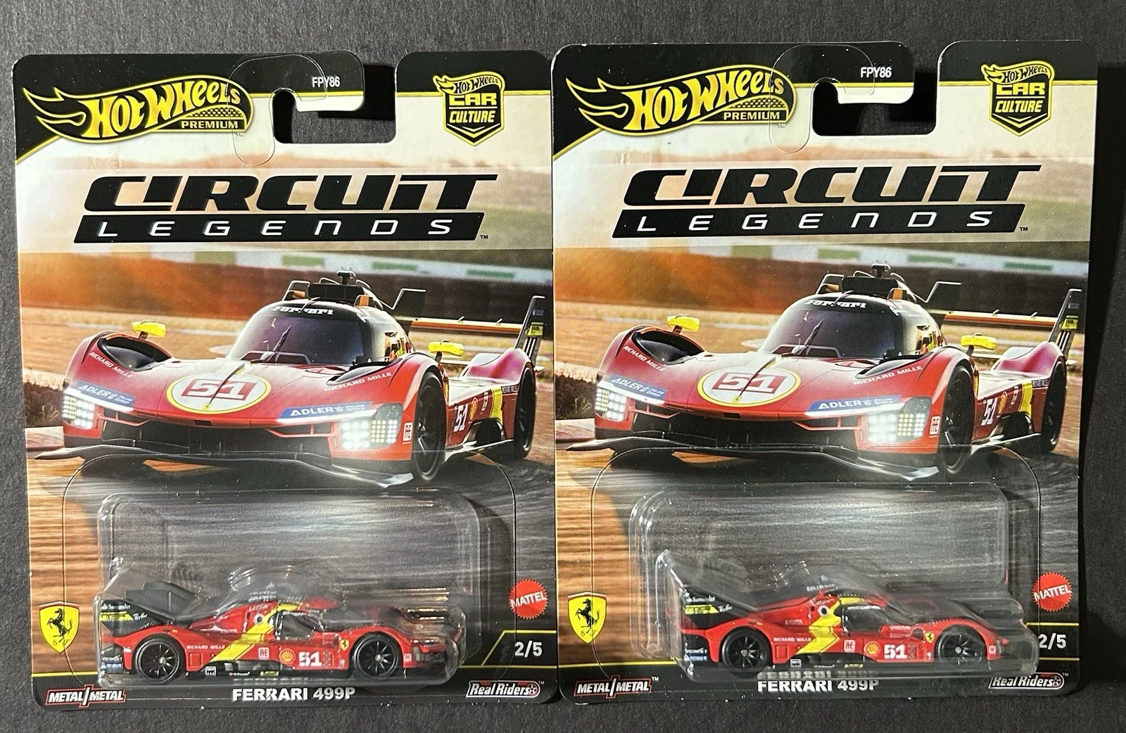 2025 Hot Wheels Premium Car Culture Ferrari 499P Circuit Legends   Lot of 2