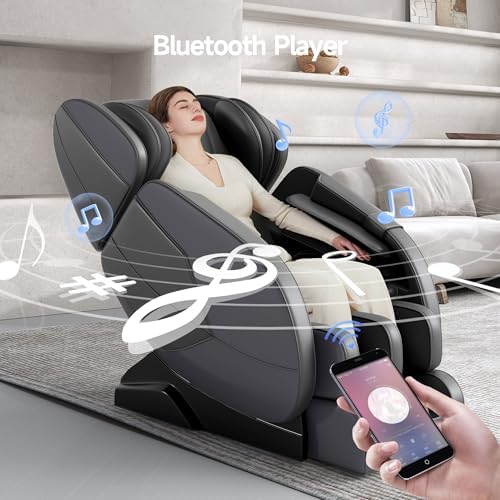 Silla de masaje reclinable 2025, espalda baja con calefacción de pantorrilla, masaje de bolsa de aire de cuerpo completo, gravedad cero de un toque, rodillo de pie y Bluetooth, aplicación en