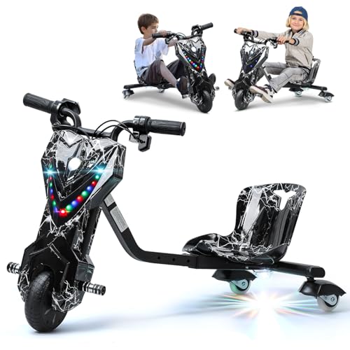 Triciclo eléctrico de deriva 2025, triciclo de asiento ajustable con capacidad de deriva de 360°, triciclo motorizado de alta velocidad para niños a partir de 8 años, triciclo de deriva
