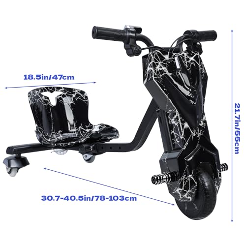 Triciclo eléctrico de deriva 2025, triciclo de asiento ajustable con capacidad de deriva de 360°, triciclo motorizado de alta velocidad para niños a partir de 8 años, triciclo de deriva