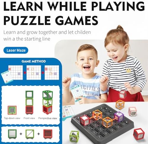 2025 New Laser Maze Reasoning Game  STEM Toys for Ages 8 13 with 60  Challenges Puzzle Game  Board Games for 8 13 Years Old Children Gift  Learning Education Toys for Space & Logic   37 Pcs