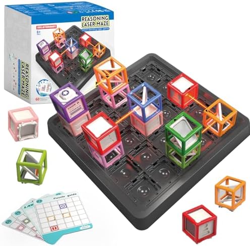 2025 New Laser Maze Reasoning Game  STEM Toys for Ages 8 13 with 60  Challenges Puzzle Game  Board Games for 8 13 Years Old Children Gift  Learning Education Toys for Space & Logic   37 Pcs
