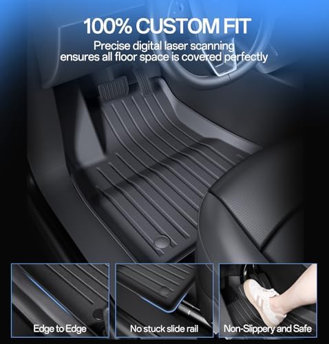 2025 New Version Floor Mats for Model 3 Highland   Full Set All Weather TPE Front  Rear  Cargo & Sub Trunk Mats  6 Piece Custom Fit