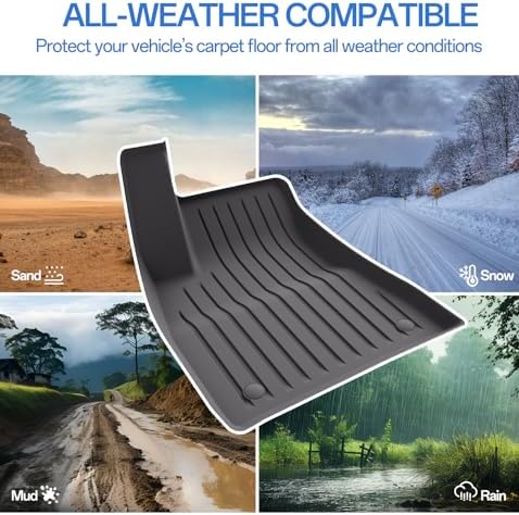 2025 New Version Floor Mats for Model 3 Highland   Full Set All Weather TPE Front  Rear  Cargo & Sub Trunk Mats  6 Piece Custom Fit