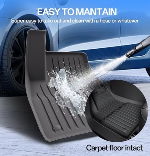 2025 New Version Floor Mats for Model 3 Highland   Full Set All Weather TPE Front  Rear  Cargo & Sub Trunk Mats  6 Piece Custom Fit