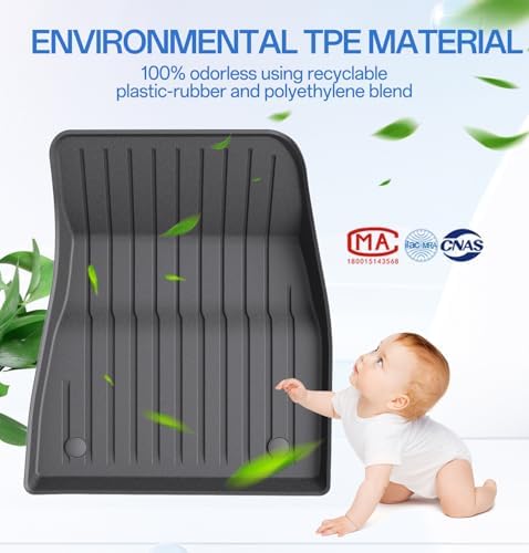 2025 New Version Floor Mats for Model 3 Highland   Full Set All Weather TPE Front  Rear  Cargo & Sub Trunk Mats  6 Piece Custom Fit