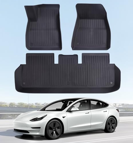 2025 New Version Floor Mats for Model 3 Highland   Full Set All Weather TPE Front  Rear  Cargo & Sub Trunk Mats  6 Piece Custom Fit