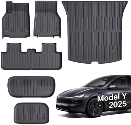 2025 New Version Floor Mats for Model 3 Highland   Full Set All Weather TPE Front  Rear  Cargo & Sub Trunk Mats  6 Piece Custom Fit