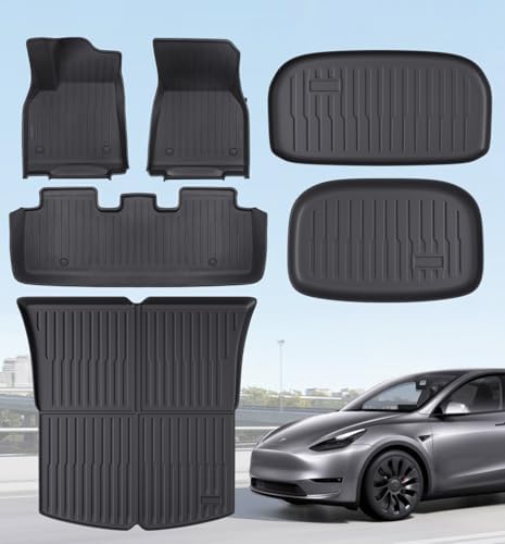 2025 New Version Floor Mats for Model 3 Highland   Full Set All Weather TPE Front  Rear  Cargo & Sub Trunk Mats  6 Piece Custom Fit