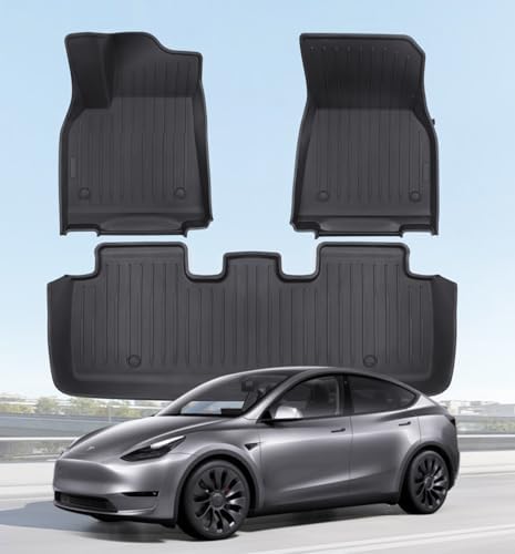 2025 New Version Floor Mats for Model 3 Highland   Full Set All Weather TPE Front  Rear  Cargo & Sub Trunk Mats  6 Piece Custom Fit