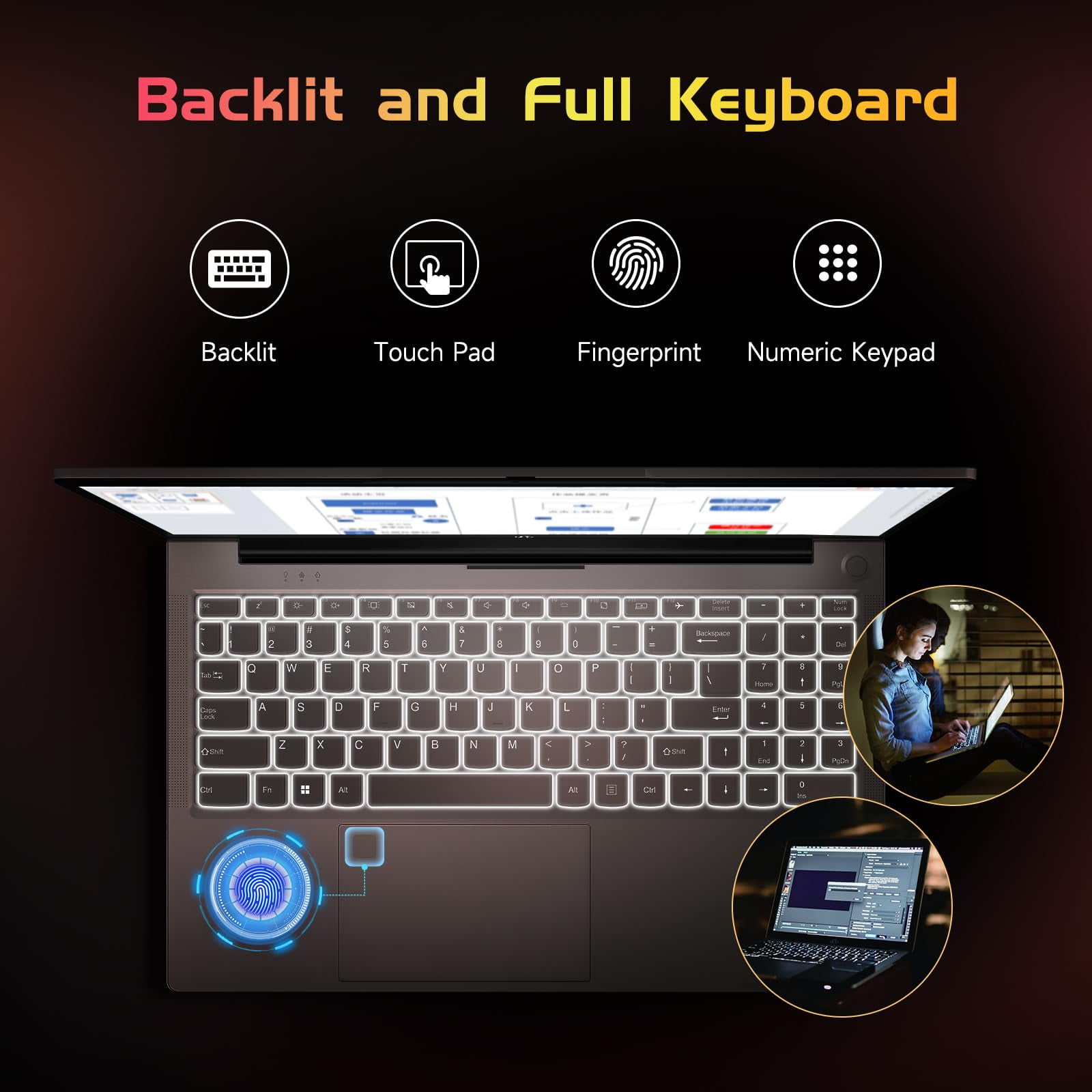 2025 Newest Laptop  15 6 Inch FHD Display Laptop with Intel Quad Core 12th N100 Up to 3 4GHz   16GB RAM 1TB ROM Business Laptop Computer  Fingerprint  Type C  Windows 11 Home  Pink