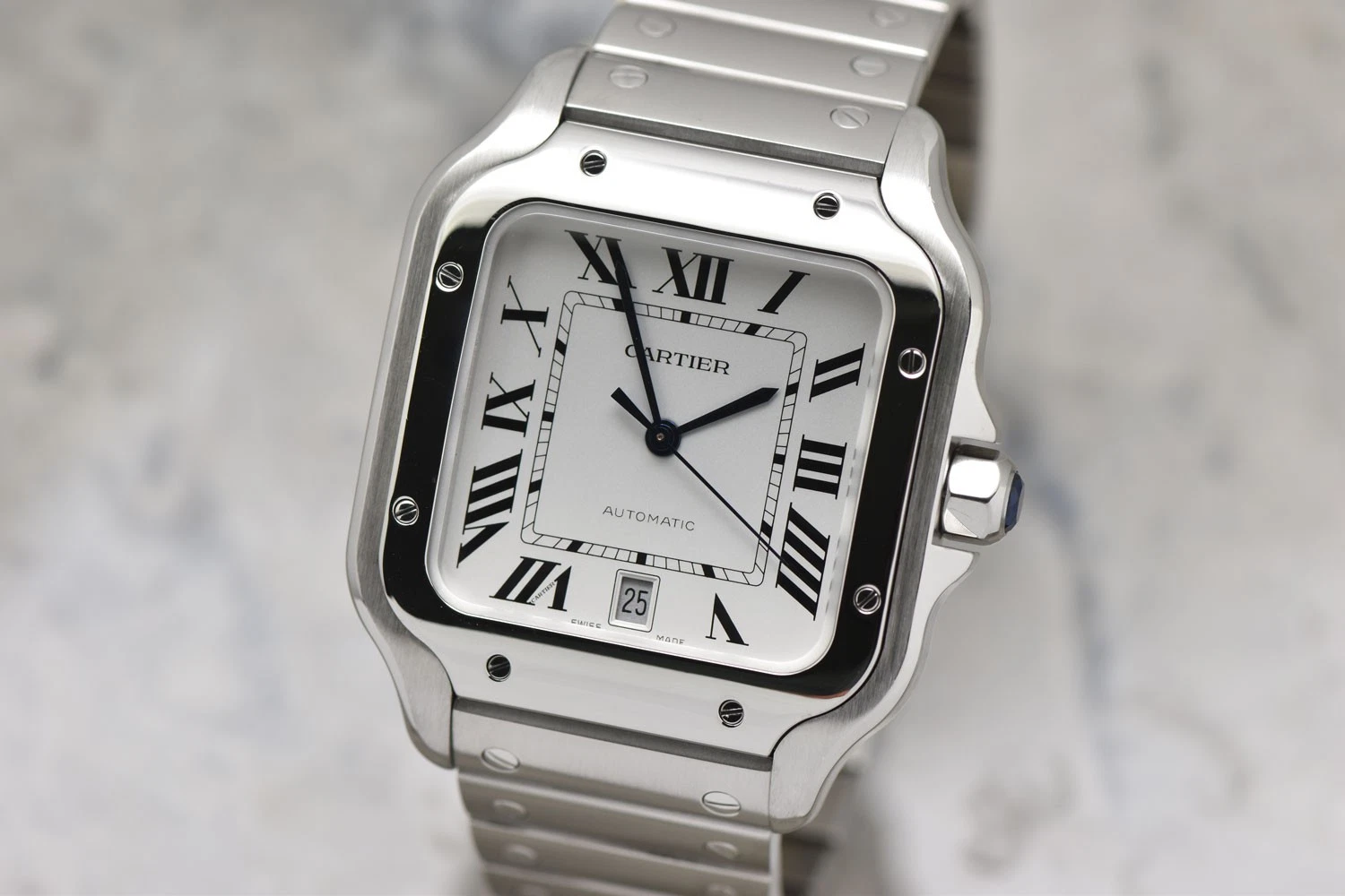 2025 Santos De Cartier Large Automatic Silver Dial Steel 39 8MM WSSA0018