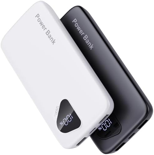 2026 2 Pack 12800mAh Portable Charger with Built in Cables  Travel Essential Battery Pack  4 Outputs 2 Inputs Slim Power Bank with Cord Wires for iPhone 17/16/15/14  Samsung Galaxy S23/22  Pixel etc
