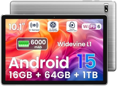 2026 Android Tablet  10 1 Inch Android 15 Tablet Octa Core  16GB RAM 64GB ROM 1TB Expand  2 8MP Camera  BT5  Tablets PC 2 4/5G WiFi 6 1080 IPS FHD Screen  Tablets Android Gifts for Men Women