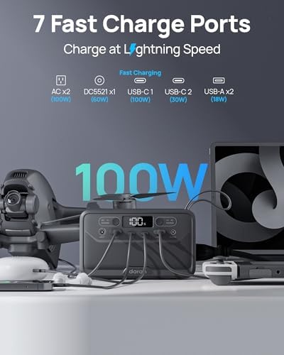 2026 Portable Power Station 28000mAh LiFePO4 Battery  Solar Power Bank with AC Outlet 100W/110V  USB C PD Two Way Fast Charging Small Generator for Laptop  Camping  Home  Office  TSA Approved