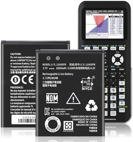 2026 Upgraded Replacement Battery for Texas Instruments TI 84 Plus CE TI Nspire CX CX II TI Nspire CX CAS CX CAS II  Part No 3 7L1200SPB/N P11P35 11 N01 3 7V 1600mAh 2PC