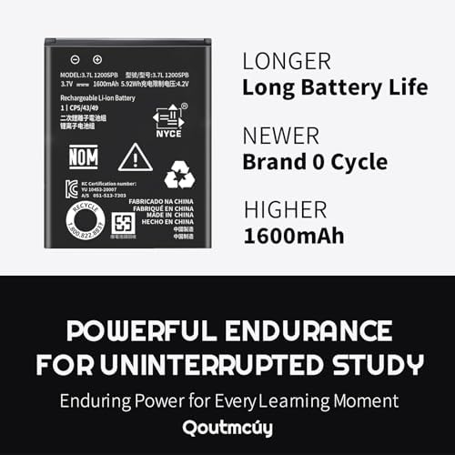 2026 Upgraded Replacement Battery for Texas Instruments TI 84 Plus CE TI Nspire CX CX II TI Nspire CX CAS CX CAS II  Part No 3 7L1200SPB/N P11P35 11 N01 3 7V 1600mAh 2PC