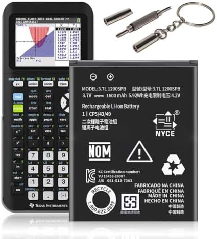 2026 Upgraded Replacement Battery for Texas Instruments TI 84 Plus CE TI Nspire CX CX II TI Nspire CX CAS CX CAS II  Part No 3 7L1200SPB/N P11P35 11 N01 3 7V 1600mAh 2PC