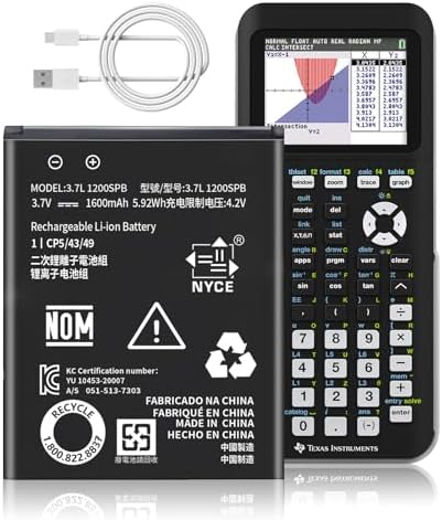 2026 Upgraded Replacement Battery for Texas Instruments TI 84 Plus CE TI Nspire CX CX II TI Nspire CX CAS CX CAS II  Part No 3 7L1200SPB/N P11P35 11 N01 3 7V 1600mAh 2PC