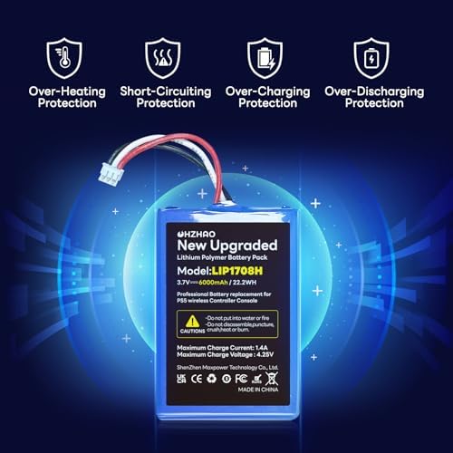 2026                         2pack PS5 Controller Battery  6000mAh LIP1708 Battery for Sony PS5 PlayStation 5 Dual Sense Controller CFI ZCT1W Gamepad  3 7V High Capacity PS5 Battery Replacement
