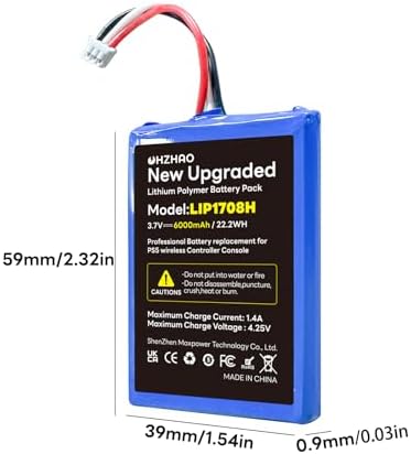 2026                         2pack PS5 Controller Battery  6000mAh LIP1708 Battery for Sony PS5 PlayStation 5 Dual Sense Controller CFI ZCT1W Gamepad  3 7V High Capacity PS5 Battery Replacement