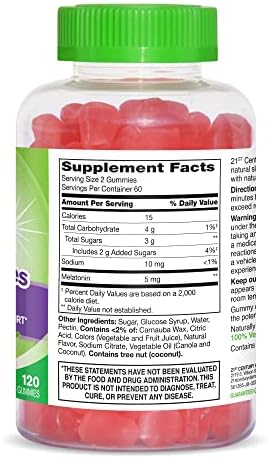 21st Century VitaJoy Melatonin 5mg Gummies  120 Count   Strawberry Flavor Chewable Sleep Aid for Adults  Promotes Relaxation and Restful Sleep  Non Habit Forming  Gluten Free