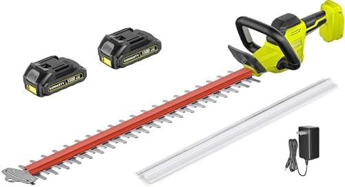 22 inch Hedge Trimmer Cordless with 2 Battery and Charger  20V Handheld Electric Hedge Trimmer with Dual Action Blades  Lightweight Bush Trimmer Pruning Shears Grass Cutter Shrub for Garden Yard Tools