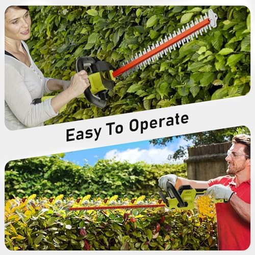22 inch Hedge Trimmer Cordless with 2 Battery and Charger  20V Handheld Electric Hedge Trimmer with Dual Action Blades  Lightweight Bush Trimmer Pruning Shears Grass Cutter Shrub for Garden Yard Tools