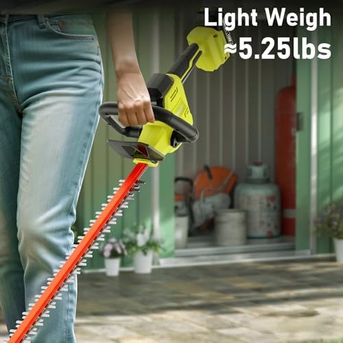 22 inch Hedge Trimmer Cordless with 2 Battery and Charger  20V Handheld Electric Hedge Trimmer with Dual Action Blades  Lightweight Bush Trimmer Pruning Shears Grass Cutter Shrub for Garden Yard Tools