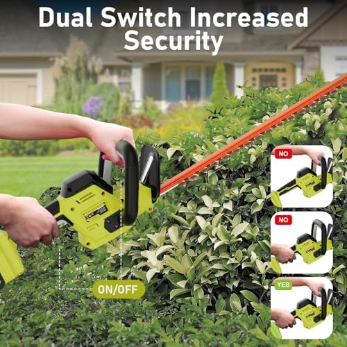 22 inch Hedge Trimmer Cordless with 2 Battery and Charger  20V Handheld Electric Hedge Trimmer with Dual Action Blades  Lightweight Bush Trimmer Pruning Shears Grass Cutter Shrub for Garden Yard Tools