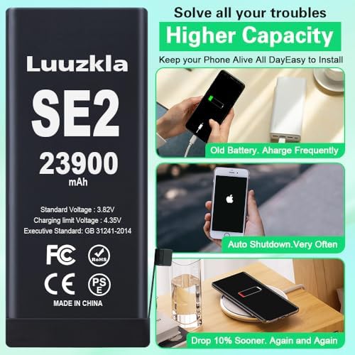 23900mAh  New Upgrade  Battery Compatible with iPhone SE2  iPhone SE 2020   Super Capacity Battery Replacement Compatible with iPhone SE2  with Full Tool Kits 0 Cycle 24 Months Service