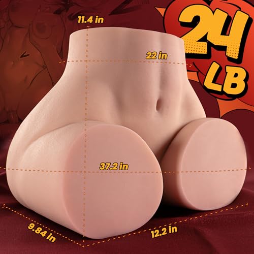 24LB Male Masturbator Sex Doll Pocket Pussies  Realistic Skin Texture Soft Female Big Ass & Pussy Adult Sex Toy with 2 Hole Deeper Vagina & Tight Anal  Torso Sex Dolls for Orgasm