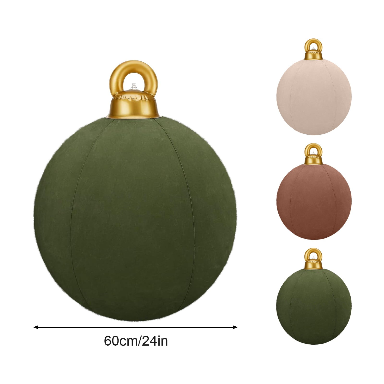 24 In Giant Inflatable Velvet Christmas Balls  Inflatable Flocked Christmas Ball  Large Blow Up Outdoor Velvet Inflatable Christmas Ornaments Xmas Porch Lawn Yard Holiday