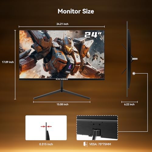 24 inch Flat Gaming Monitor Full HD 1920x1080  180Hz 1ms  Adaptive Sync  Eye Care Technology HDMI  DisplayPort  HDMI 1/DP 1/USB 1  3 Side Virtually Borderless Design Support Wall Mount Install