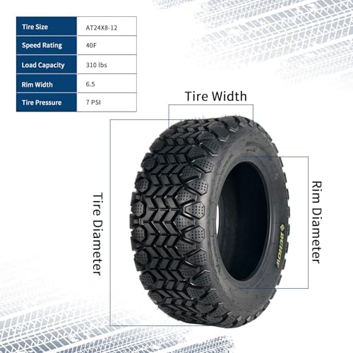 24x8x12 ATV Tires  2 Pack 24x8 12 ATV UTV Tires 24 8 12 All Terrain Tires for Trail  Desert  Mud  Dirt  Street  Sand  6PR Tubeless