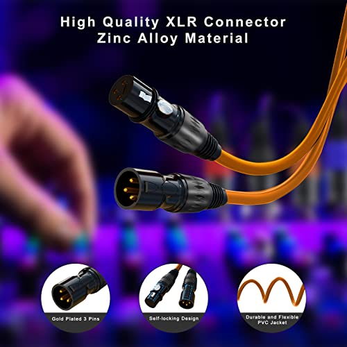 25ft XLR Cables   10 Pack Microphone Cables  Gold Plated Female to Male  3 Pin  10 Colors   Mixer  Recording Studio