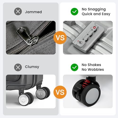 26 Inch Checked Luggage with Spinner Wheels  No Zipper Aluminum Frame Hard Shell Suitcases with TSA Lock  PC ABS Lightweight Large Suitcase for Travel  Silver 